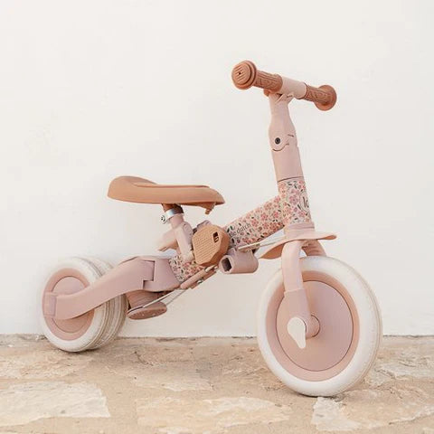 Little Dutch driewieler 4-in-1 roze in de stand van driewielige loopfiets, bij De Gele Flamingo