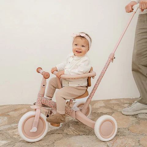 Little Dutch driewieler 4-in-1 roze met rubberen wielen voor een stille rit, bij De Gele Flamingo