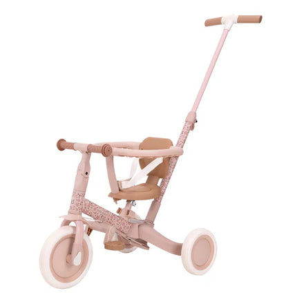 Little Dutch driewieler 4-in-1 in roze met bruine details, meegroeiend model, bij De Gele Flamingo