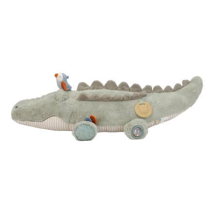 Little Dutch activiteitenknuffel krokodil 93 cm met vrolijk rammeltje, De Gele Flamingo.