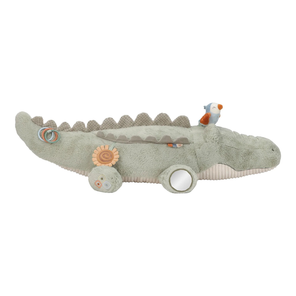 Safari Friends krokodil XL van Little Dutch met kleurrijke labels, aanbod van De Gele Flamingo.