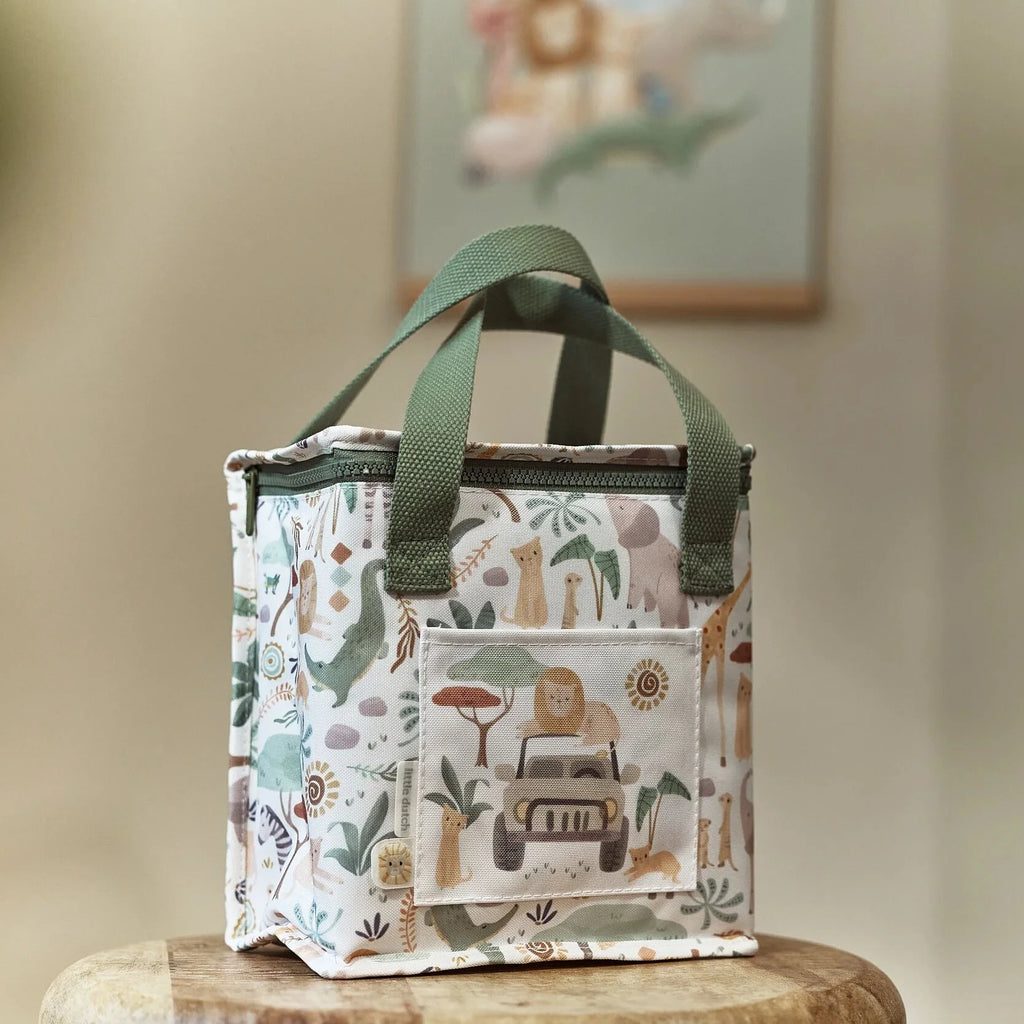 Little Dutch koeltas Safari Friends van canvas, 21,5 x 20 x 12 cm, te koop bij De Gele Flamingo.