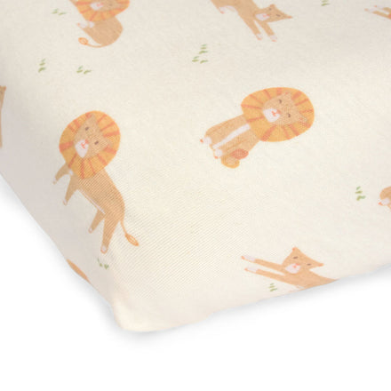 Little Dutch Hoeslaken Wieg Safari Leo, tweede productfoto van het hoeslaken met leeuwenprint