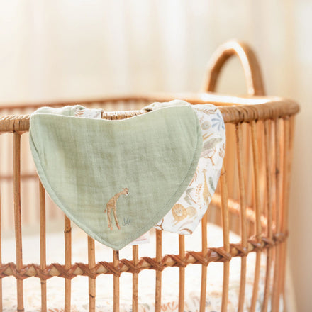 Little Dutch Bandana Slab 2-pack Safari Wonders groen, tweede productfoto van de set slabbetjes