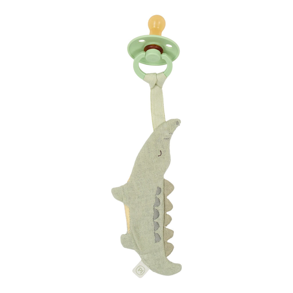 Little Dutch Speendoekje Krokodil groen, vooraanzicht van het speendoekje met krokodil