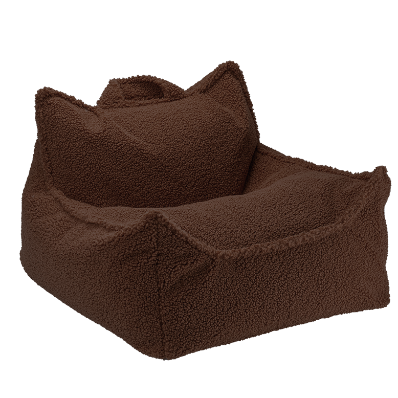 Wigiwama Beanbag Chair in warm hazel van zachte teddystof, 80x70x50 cm, te koop bij De Gele Flamingo.