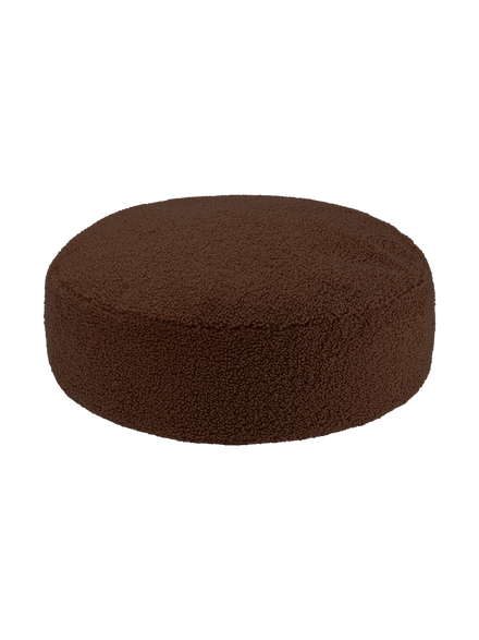 Wigiwama Pouffe Ottoman in warm hazel van teddystof met 65 cm diameter, uit het assortiment van De Gele Flamingo.