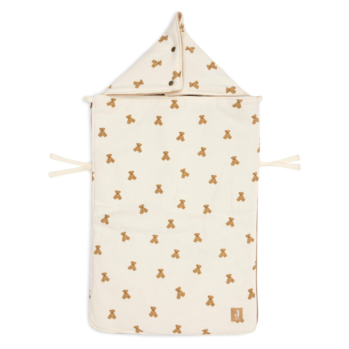 Jollein voetenzak groep 0+ in Mini Teddy Bear Waffle, verkrijgbaar bij De Gele Flamingo.