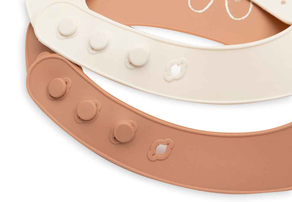 Siliconen slabben Kangaroots 2-pack van Jollein met verstelbare sluiting, bij De Gele Flamingo.