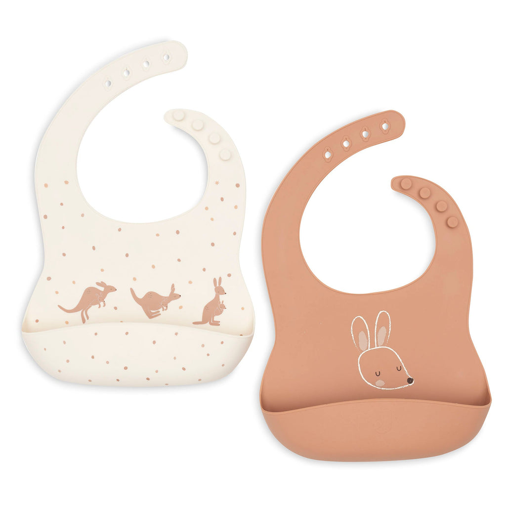 Jollein siliconen slab Kangaroots in 2-pack met opvangbakje, bij De Gele Flamingo.