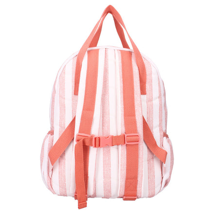 Kidzroom rugzak Stripe Frenzy Pink, achterzijde met schouderbanden