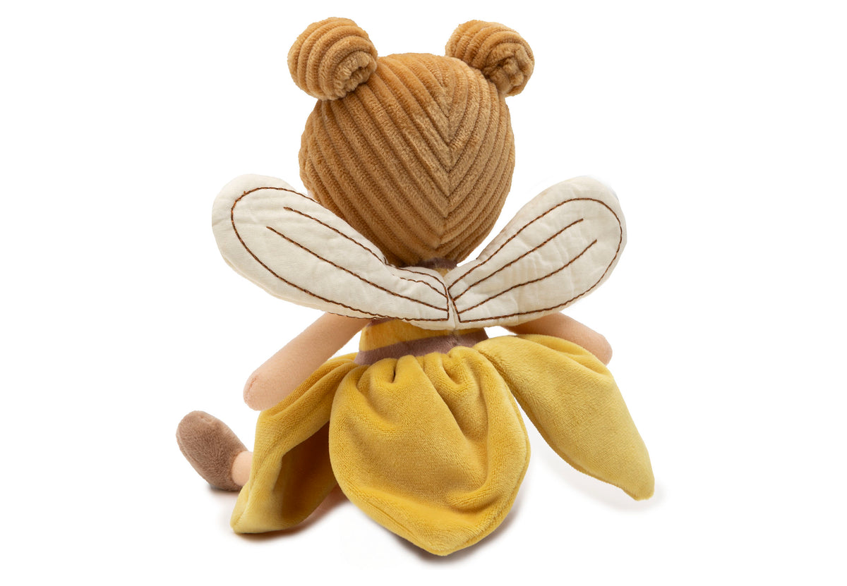 Jollein knuffel Bee Lily als lieve pop van 32 cm, verkrijgbaar bij De Gele Flamingo.