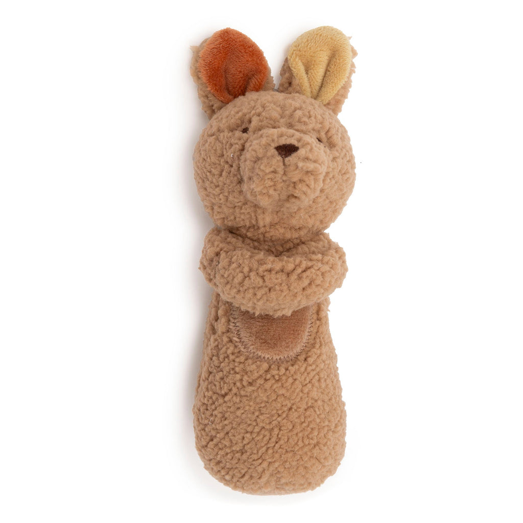 Jollein Rammelaar Kangaroots van zachte bouclé en velvet, babyspeelgoed bij De Gele Flamingo
