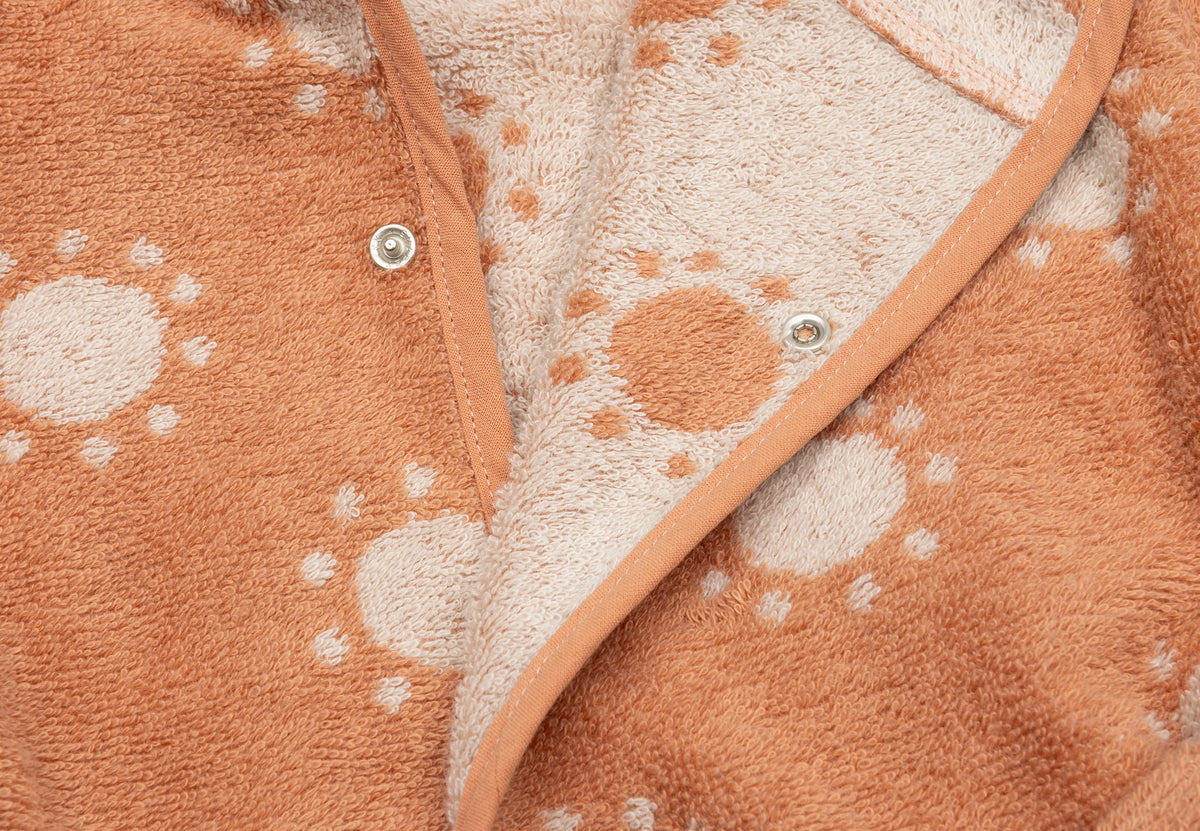 Jollein Badjas Badstof Jacquard Sun met capuchon die de haartjes meedroogt, bij De Gele Flamingo.