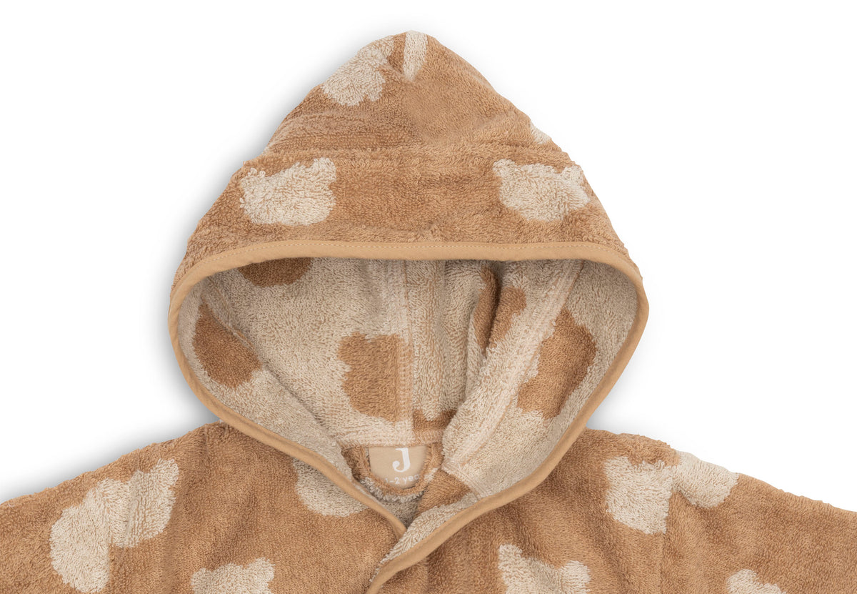 Jollein Badjas Badstof Jacquard Teddy Bear met capuchon die de haartjes meteen meedroogt, De Gele Flamingo.