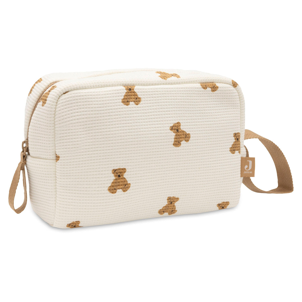 Jollein Etui Mini Teddy Bear Little Waffle als handig make-uptasje, bij De Gele Flamingo.
