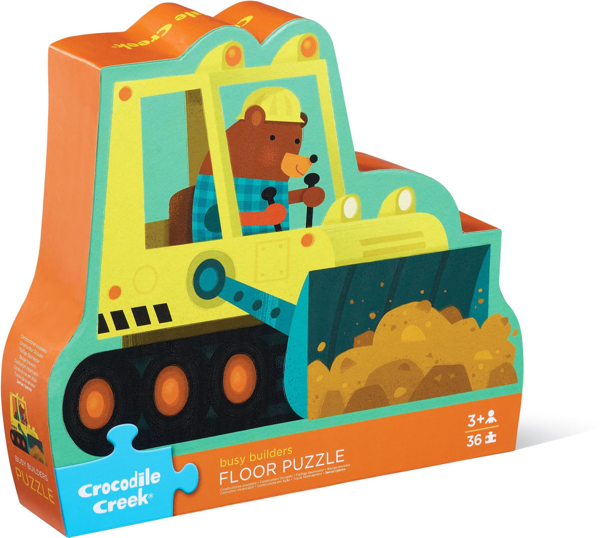 Crocodile Creek Shaped Box puzzel Busy Builders met 36 stukjes, te koop bij De Gele Flamingo.