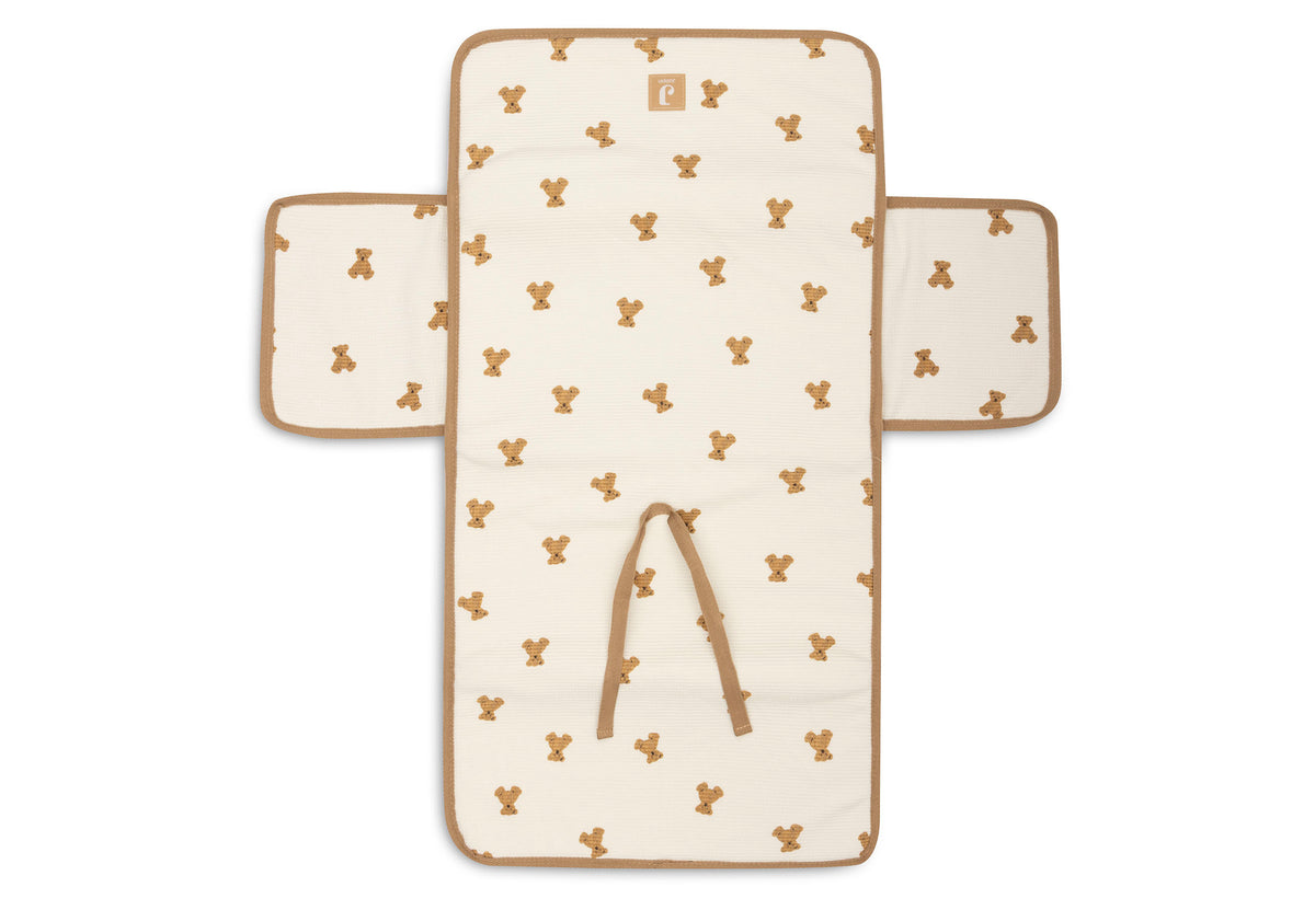 Jollein Verschoningsmat Mini Teddy Bear Little Waffle met all-over print, De Gele Flamingo.
