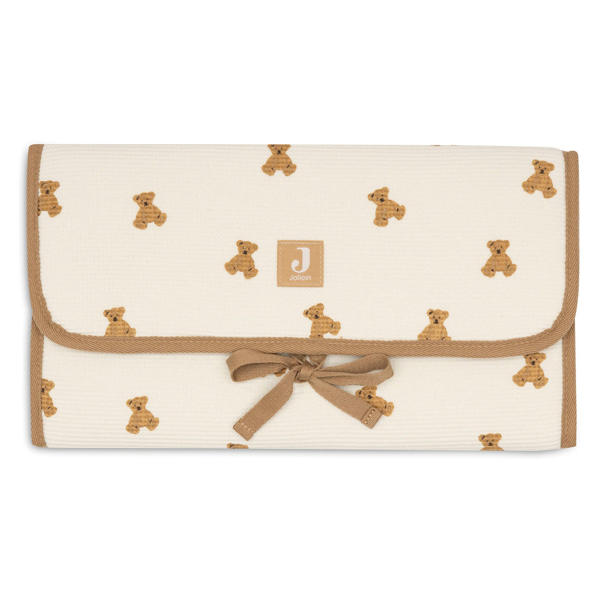 Jollein Verschoningsmat Mini Teddy Bear Little Waffle met all-over print, De Gele Flamingo.
