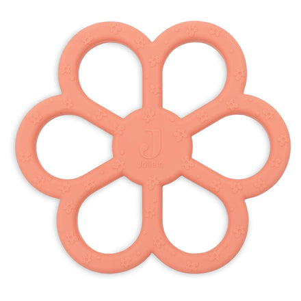 Jollein Bijtring Siliconen Flower Coral Rose in de vorm van een bloem, De Gele Flamingo.