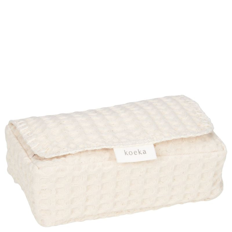 Koeka hoes voor babydoekjes Antwerp in Natural, knuffelzachte cover van De Gele Flamingo