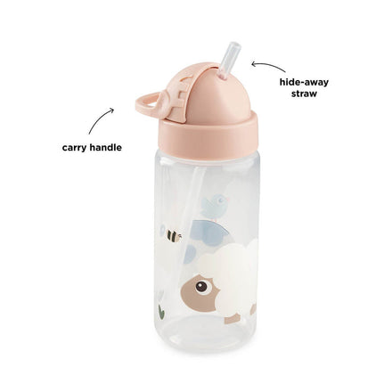 Done By Deer drinkfles met rietje Tiny Farm Powder detail verborgen rietje