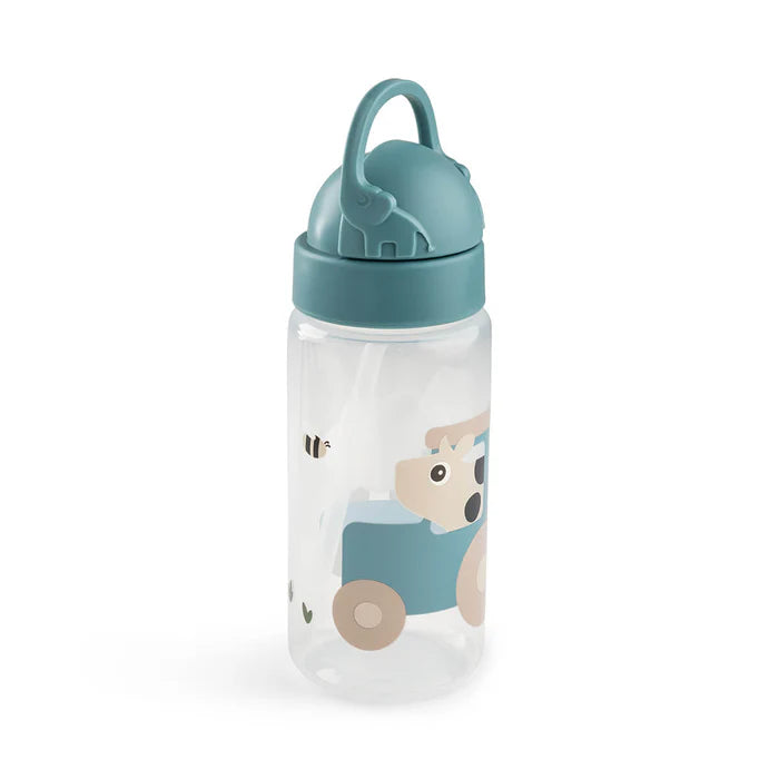 Done By Deer drinkfles met rietje Tiny Farm Blue vooraanzicht