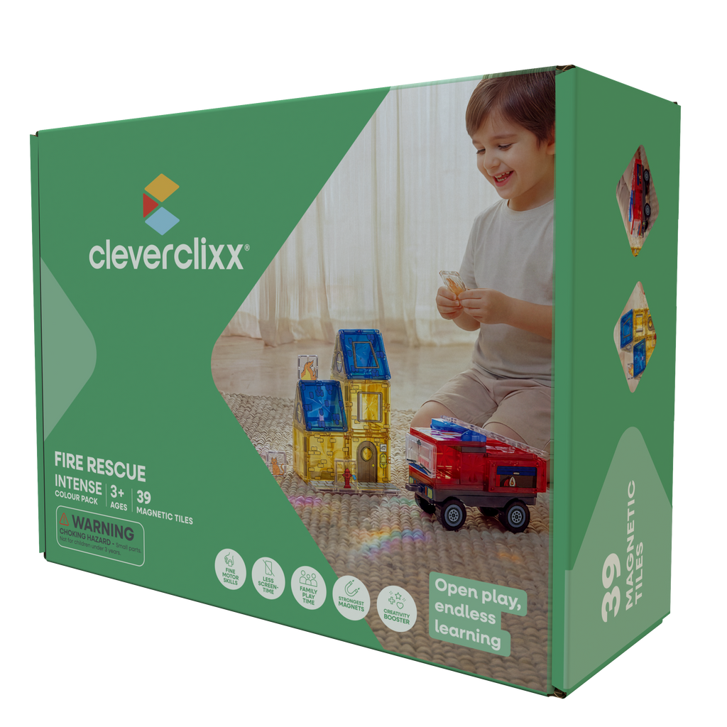 Cleverclixx Fire Rescue Pack Intense met 39 magnetische brandweertegels
