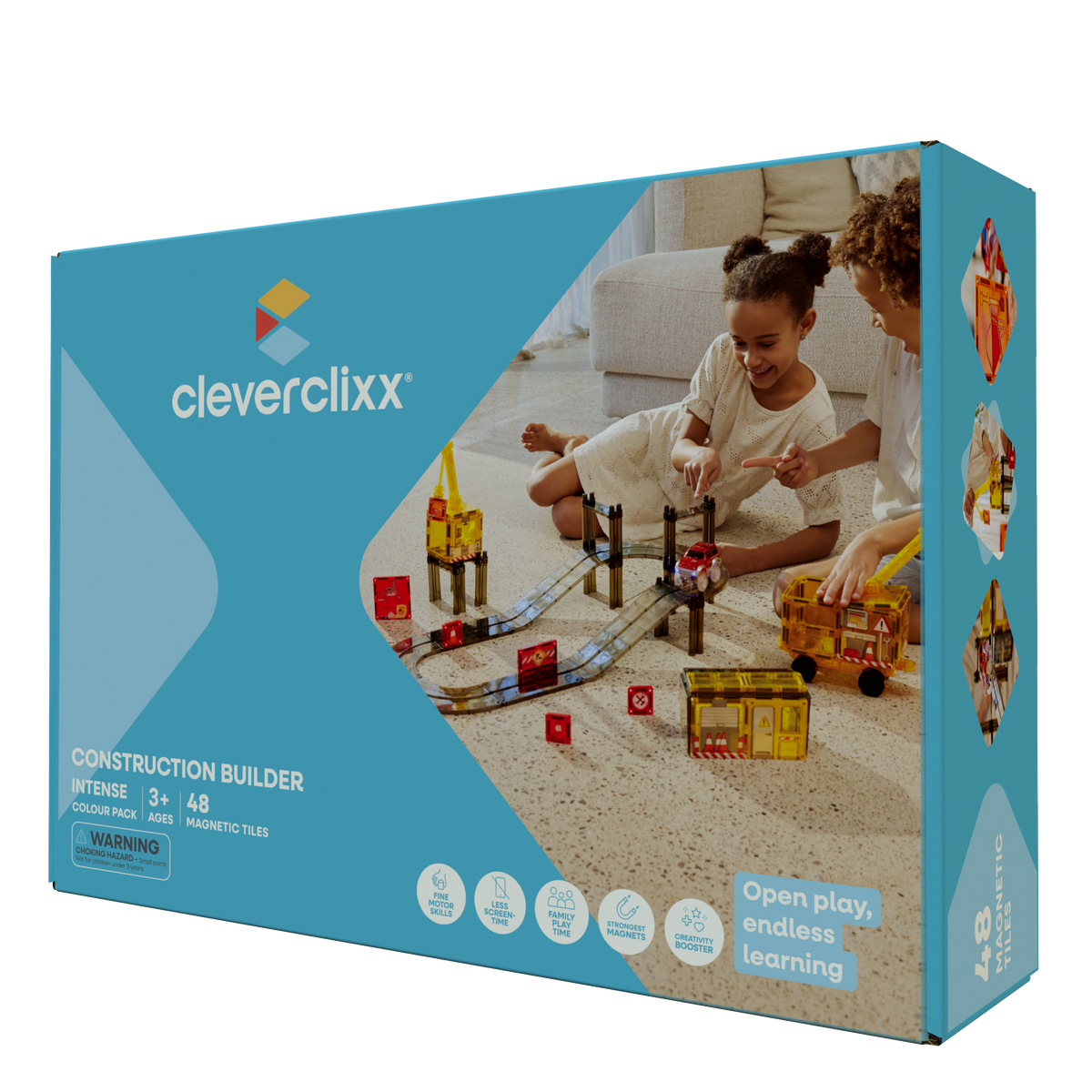 Cleverclixx Construction Builder Pack Intense met 48 delen, race track en kranen