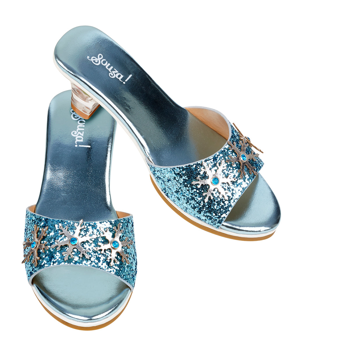 Souza Slipper Hak Emmeline in blue metallic maat 24/25, verkleedslippers met hakje voor kinderen