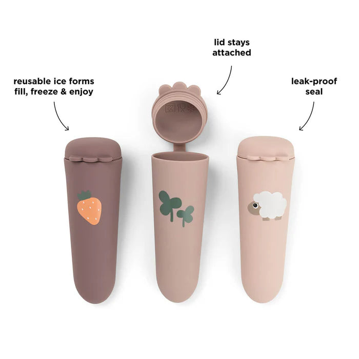 Done By Deer Silicone Ice Pops Tiny Farm Powder in voedselveilige silicone, uit het assortiment van De Gele Flamingo.