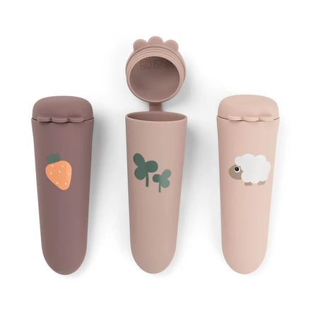 Done By Deer Silicone Ice Pops Tiny Farm Powder, 3 herbruikbare ijsvormen, te koop bij De Gele Flamingo.
