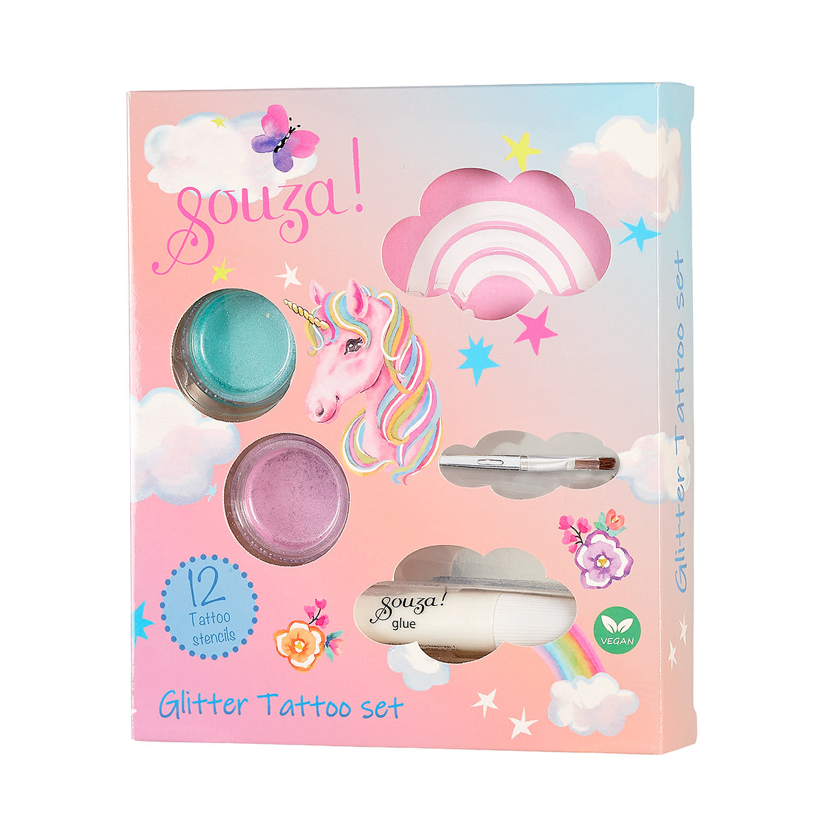 Souza glitter tattoo set Zee met glinsterende zeediertjes op waterbasis