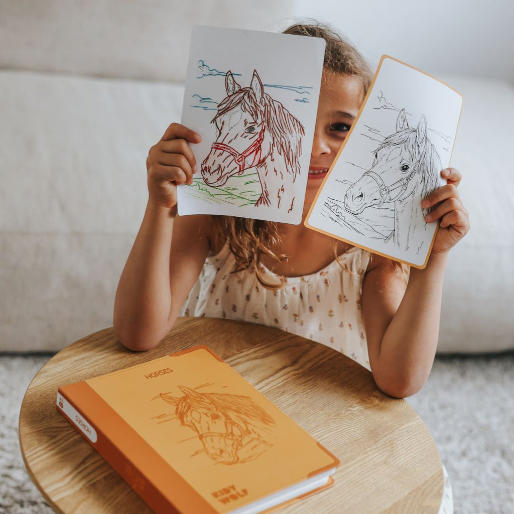 Kidywolf Kidydraw Pad Navulling 30 Tekeningen Horses, sfeerfoto uit de merkgalerij