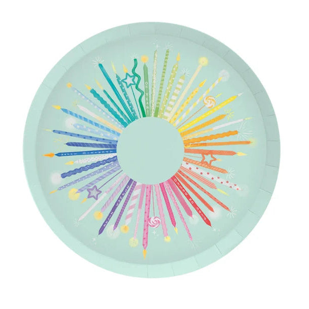 Oh Yeah kartonnen bordjes Birthday Candles, 6 stuks met diameter 23 cm, bij De Gele Flamingo