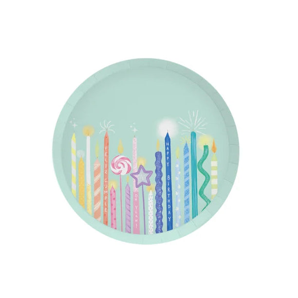 Oh Yeah kartonnen bordjes Birthday Candles, 6 stuks van 18 cm, bij De Gele Flamingo
