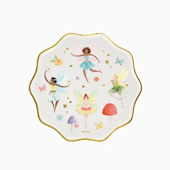 Oh Yeah kartonnen bordjes met feeën, 6 stuks met diameter 18 cm, bij De Gele Flamingo