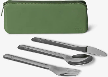 Citron bestekset Green in silicone hoes vooraanzicht