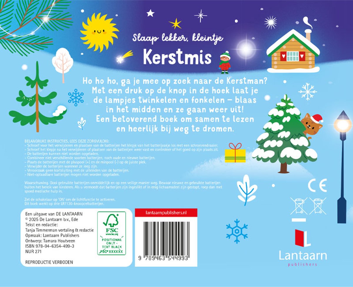 De Lantaarn Voorleesboek met lampjes Slaap lekker, Kleintje | Kerstmis