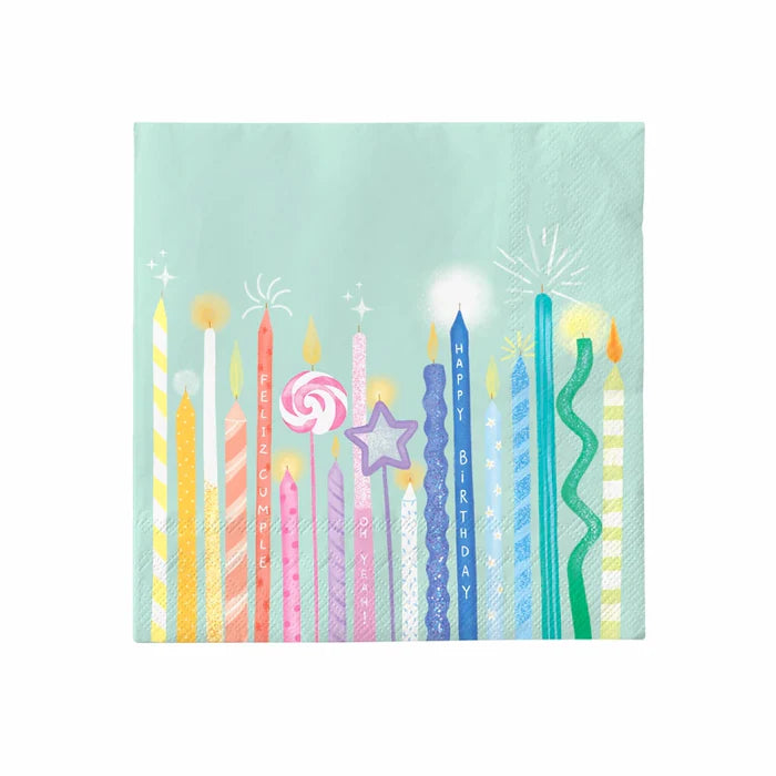 Oh Yeah servetten Birthday Candles 33x33 cm, set van 20, bij De Gele Flamingo