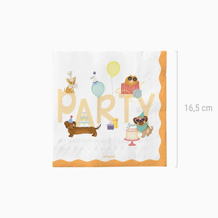 Oh Yeah servetten puppy's 33x33 cm, set van 20, bij De Gele Flamingo