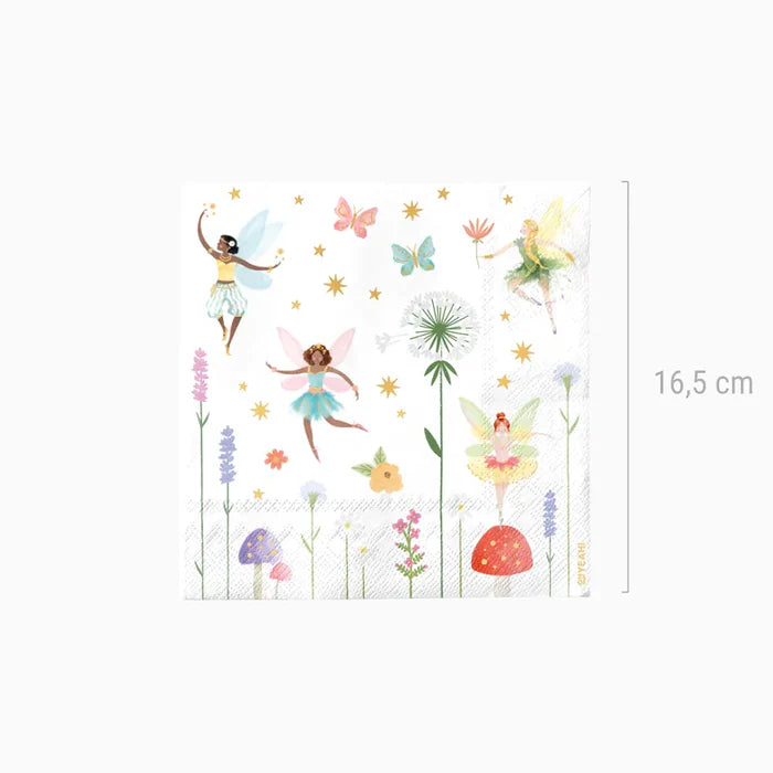 Oh Yeah servetten met feeën 33x33 cm, set van 20, bij De Gele Flamingo