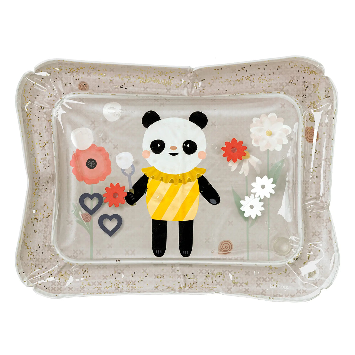 Taf Toys Panda Bloom watermat met kleurrijke figuurtjes in het water, te koop bij De Gele Flamingo.