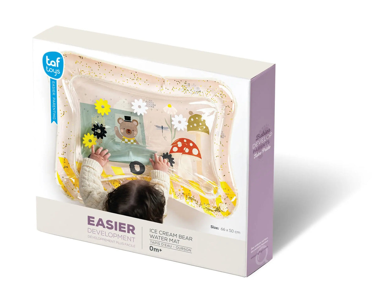 Taf Toys Ice Cream Bear watermat met drijvende waterfiguren, verkrijgbaar bij De Gele Flamingo.