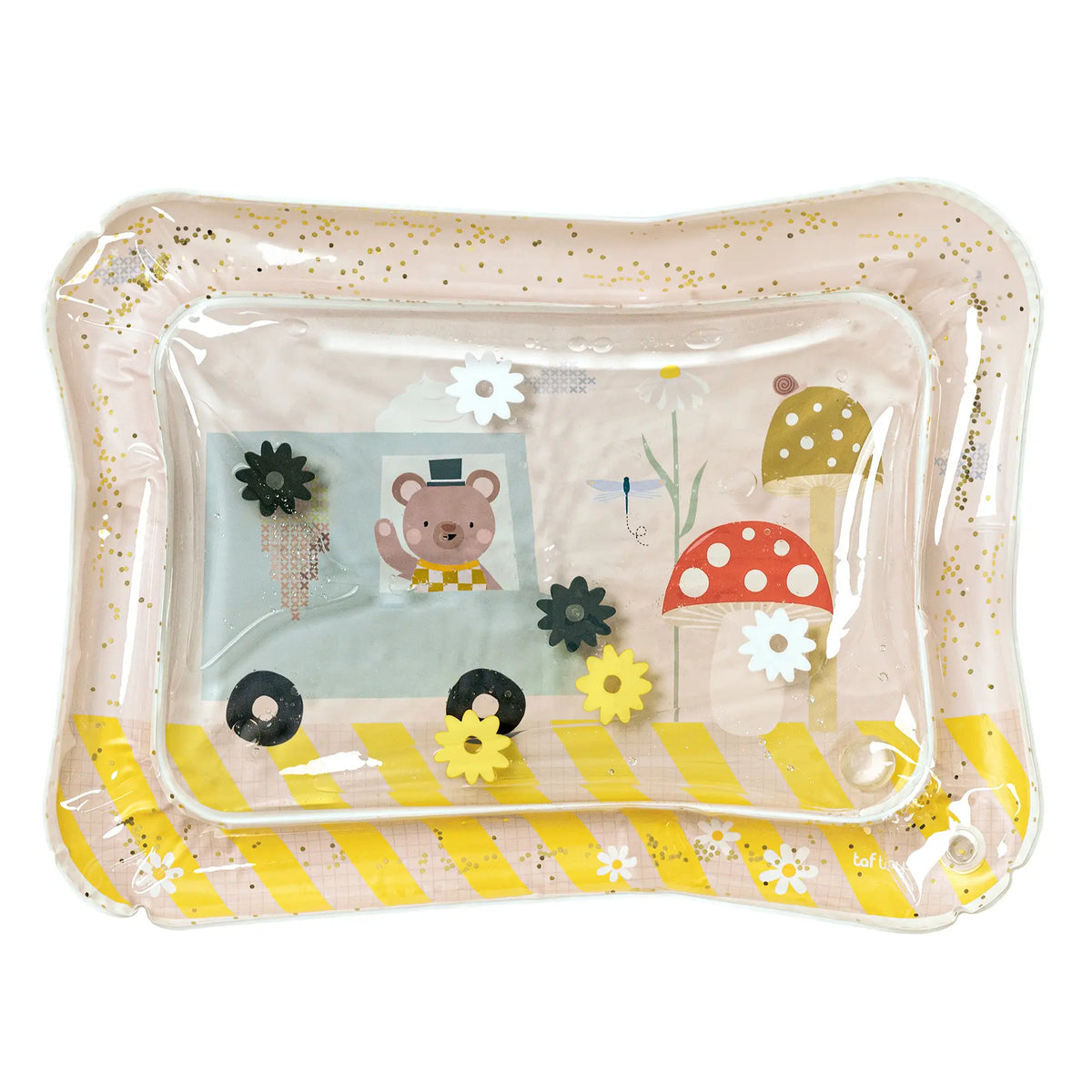 Taf Toys Ice Cream Bear watermat met drijvende waterfiguren, verkrijgbaar bij De Gele Flamingo.