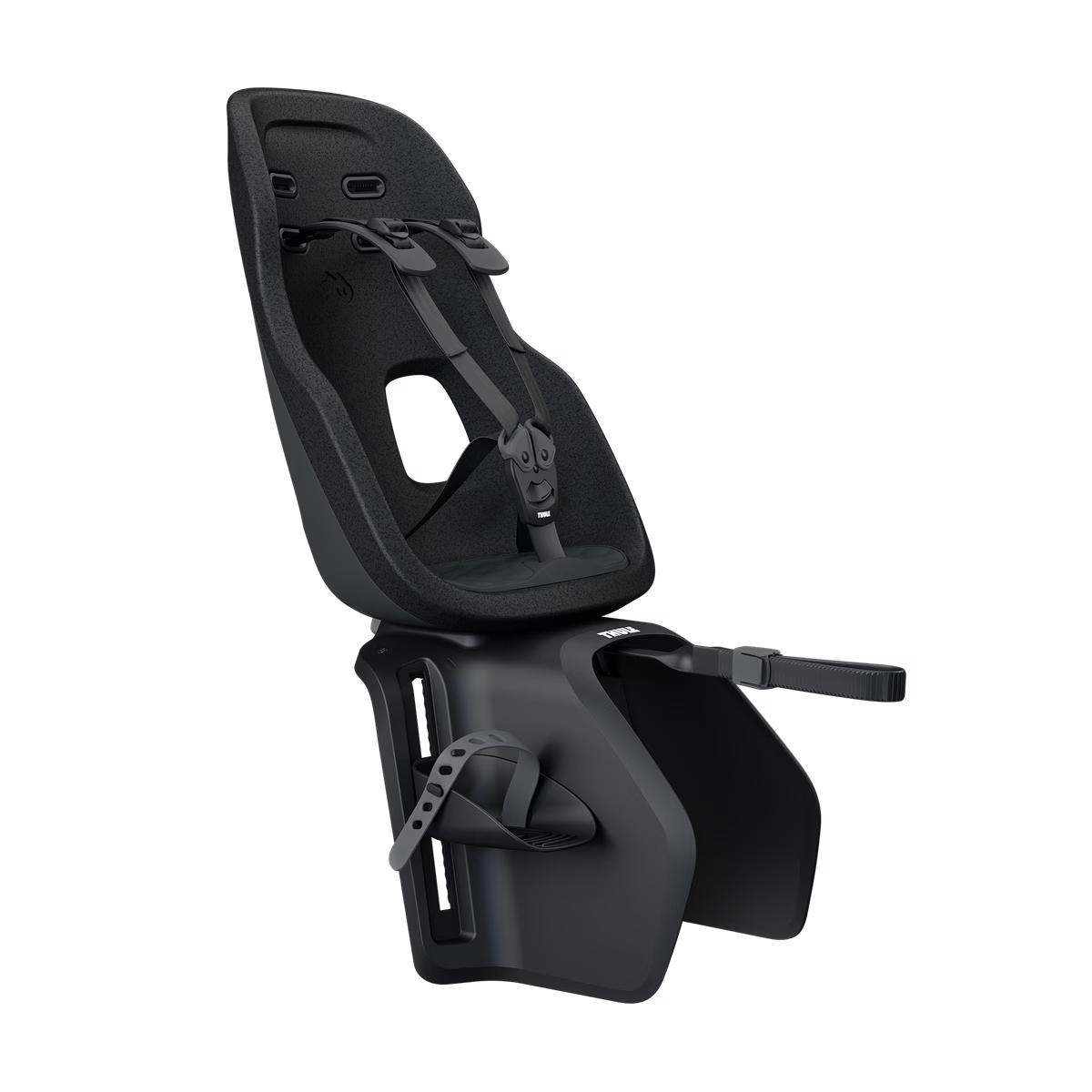 Thule Yepp Nexxt 2 Maxi fietsstoel zwart voor de bagagedrager, bij De Gele Flamingo