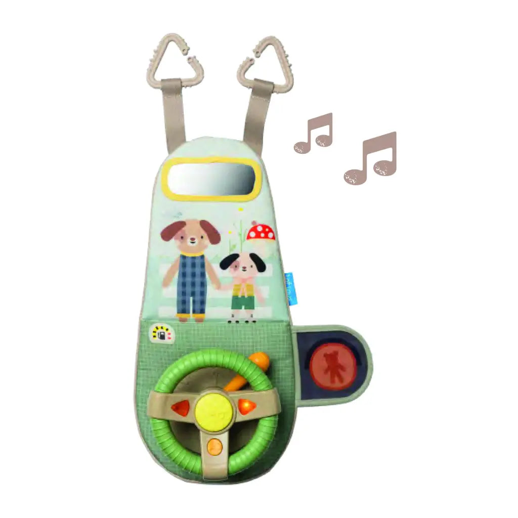 Taf Toys Drive en Discover Travel Toy stuurspeelbord voor in de auto, van De Gele Flamingo.