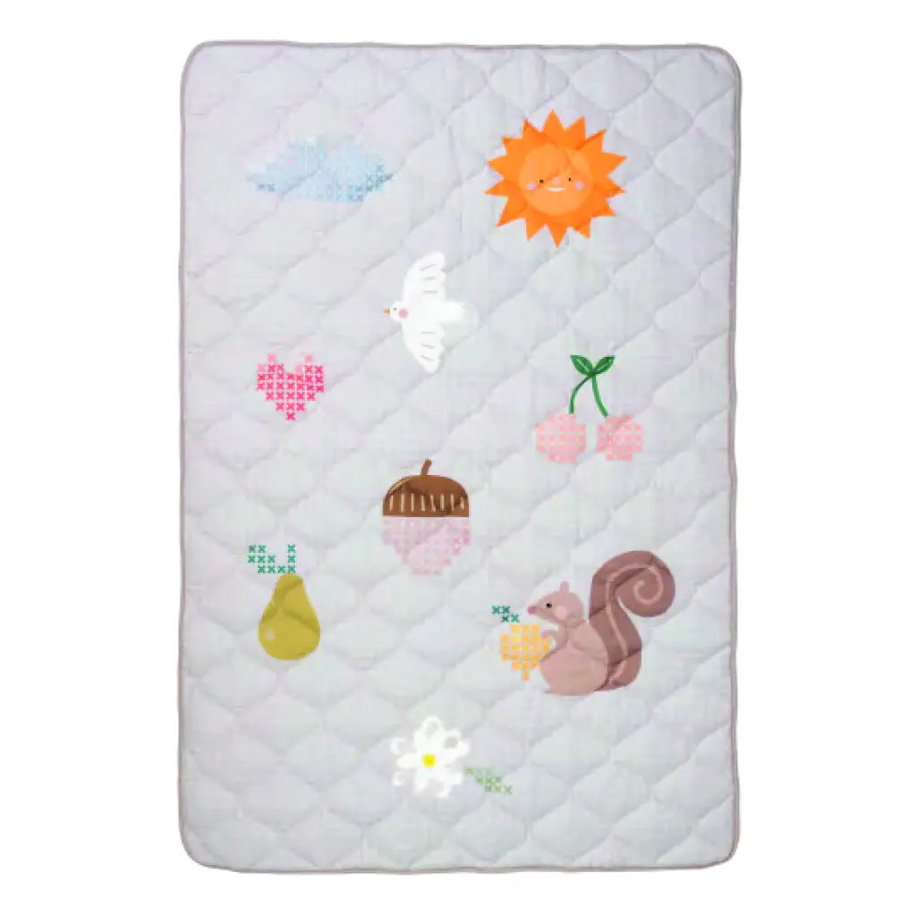 Taf Toys Fantasy Bloom quilted speelmat met kleurrijk bloemendessin, te koop bij De Gele Flamingo.