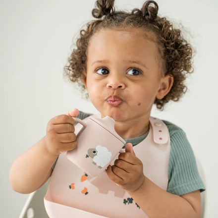 Flexibele zachte tuit van de Done By Deer Silicone Tuitbeker Tiny Farm Powder, De Gele Flamingo.