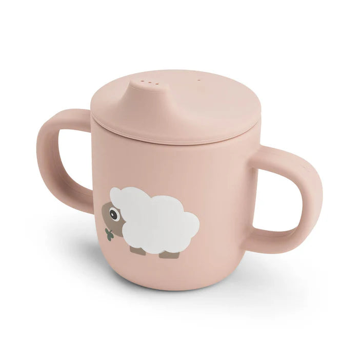 Done By Deer Silicone Tuitbeker Tiny Farm Powder voor de allereerste slokjes, bij De Gele Flamingo.